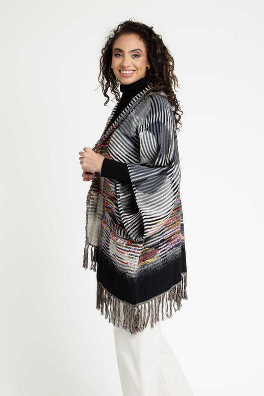 Cotton Fringe Embellished Kimono Jacket
