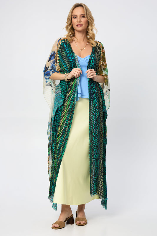 Shimmering Floral Print Kimono