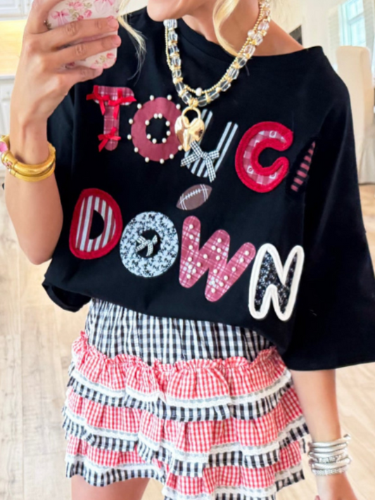 Black and Red Touchdown Multi Graphic Tee