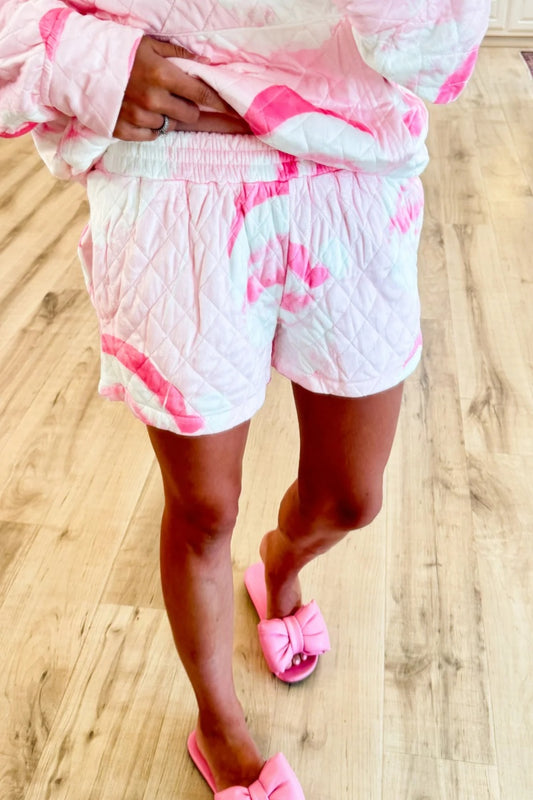 Pink Santa Quilted Fleece Short Set