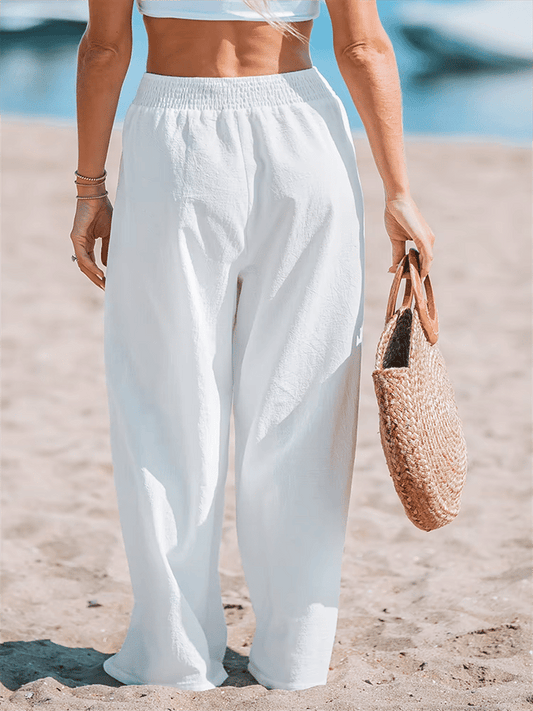 Women's Solid Color Simple Elastic Waist Vacation Casual Pants