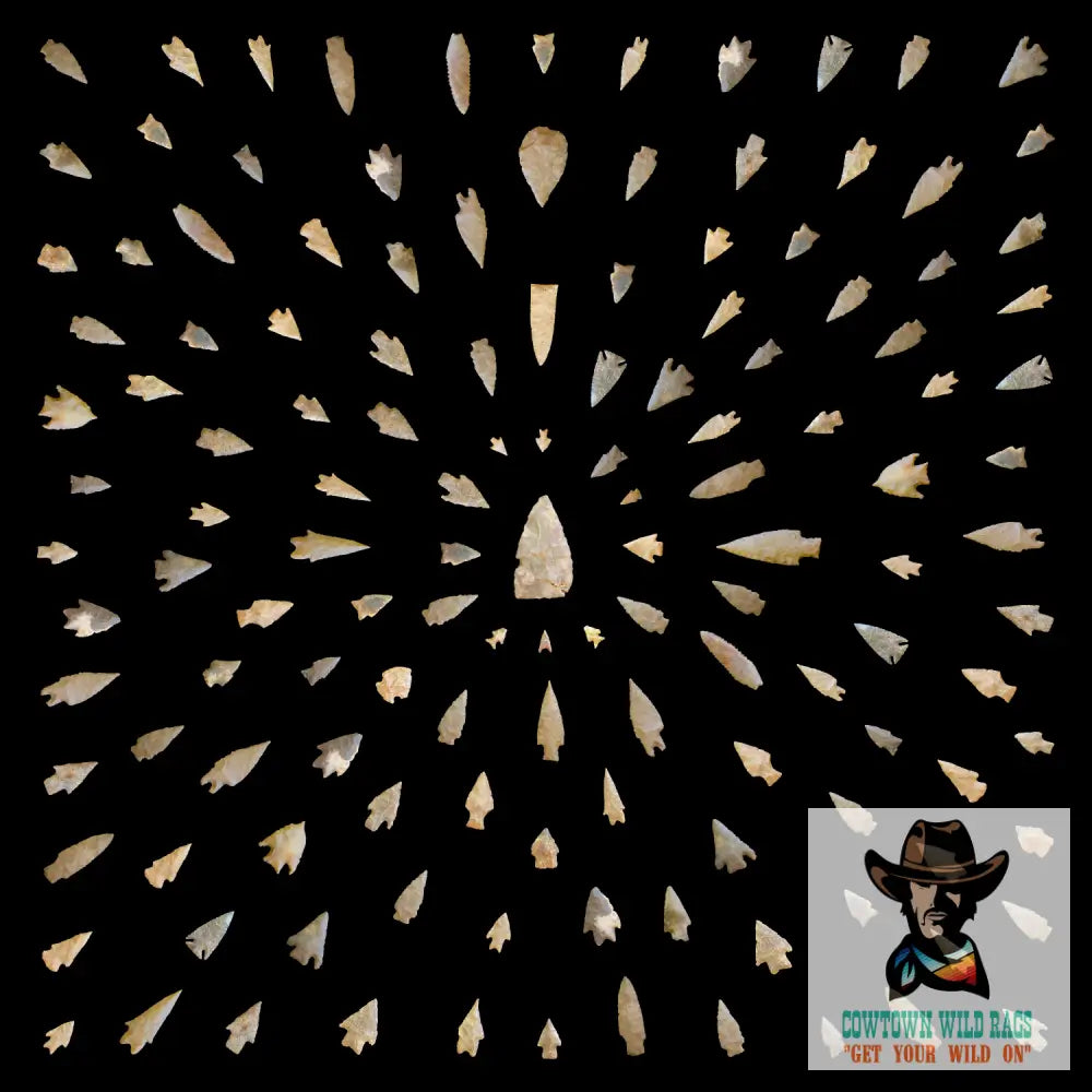 Western Wild Rags Arrowheads (Black) Silk Scarf