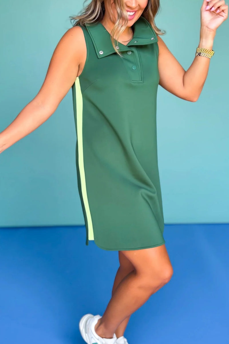 Berkley Scuba Collared Sleeveless Inset Dress