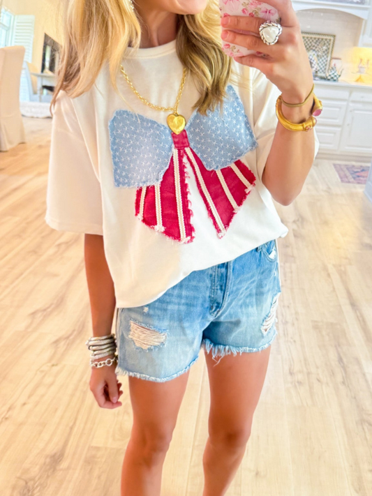 Ivory Vintage Bow Shape Flag Top