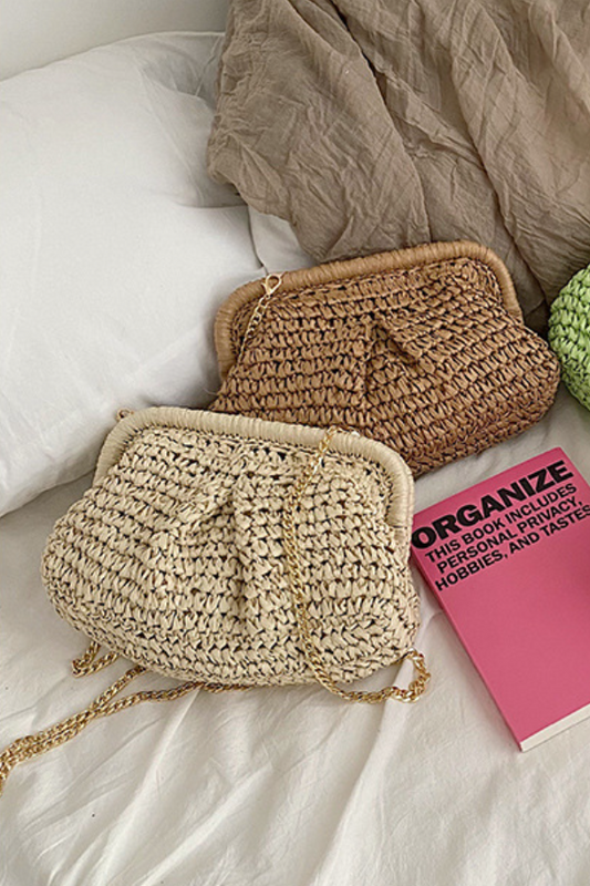 Straw Fashion Chain Braided Hollow Shoulder Bag