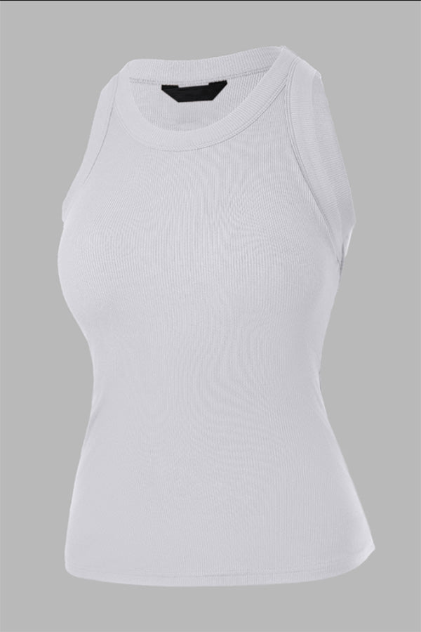 Casual O-Neck Sleeveless Basic Slim Fit Skinny Tank Top(Without Pads)