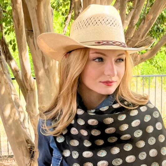Western Wild Rags (Concho Canyon) Black Scarf