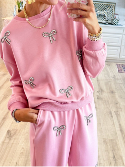 Blush Pink Rhinestone Bow top