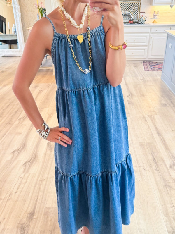 Denim Tiered Maxi Dress