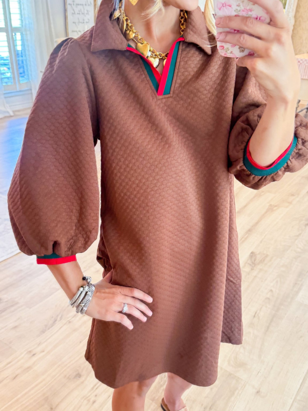 Brown 3/4 Sleeve Dress