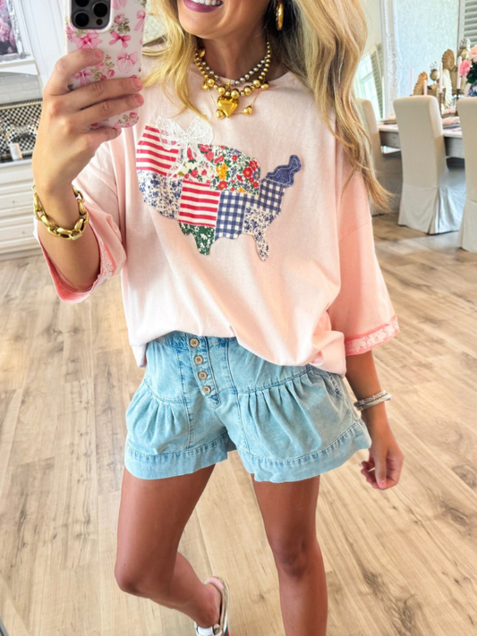 Patch Short Sleeve Top