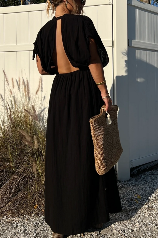 Breezy Blooms Maxi Dress Black
