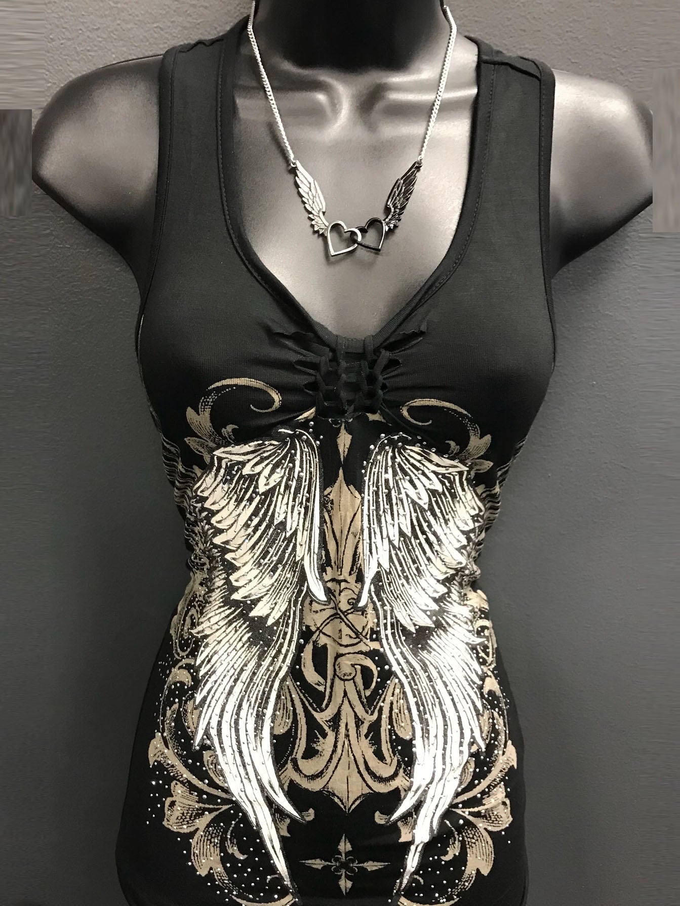 Punk skull print sleeveless T-shirt