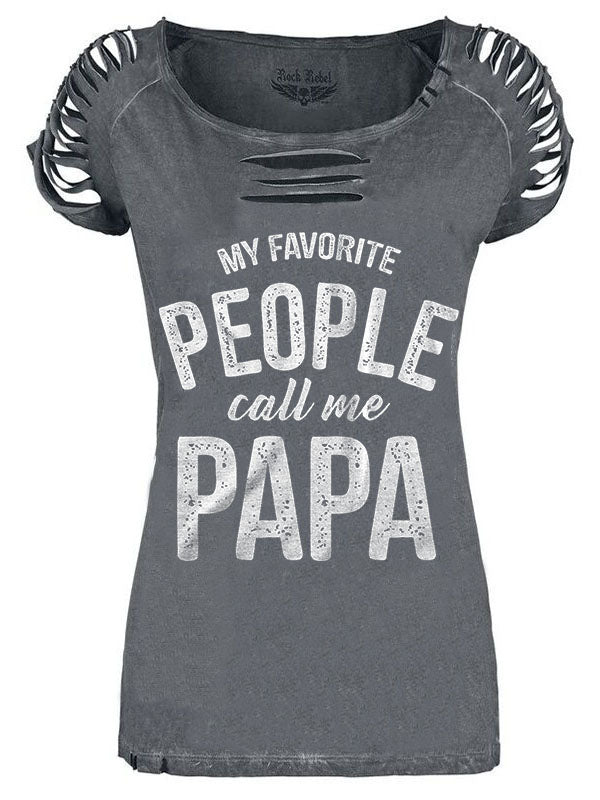 Punk hole personality casual T-shirt