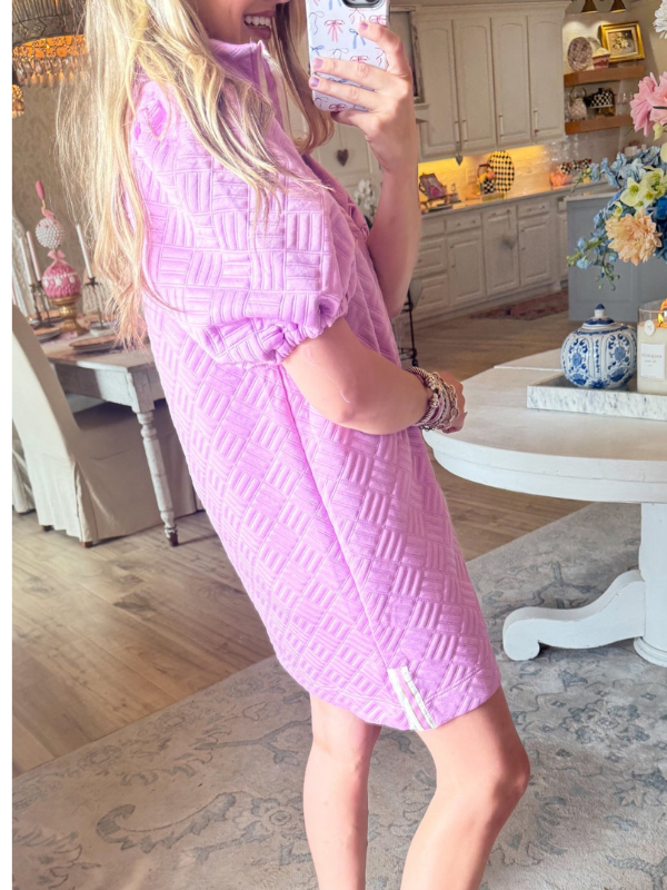 Polo collar contrast textured dress