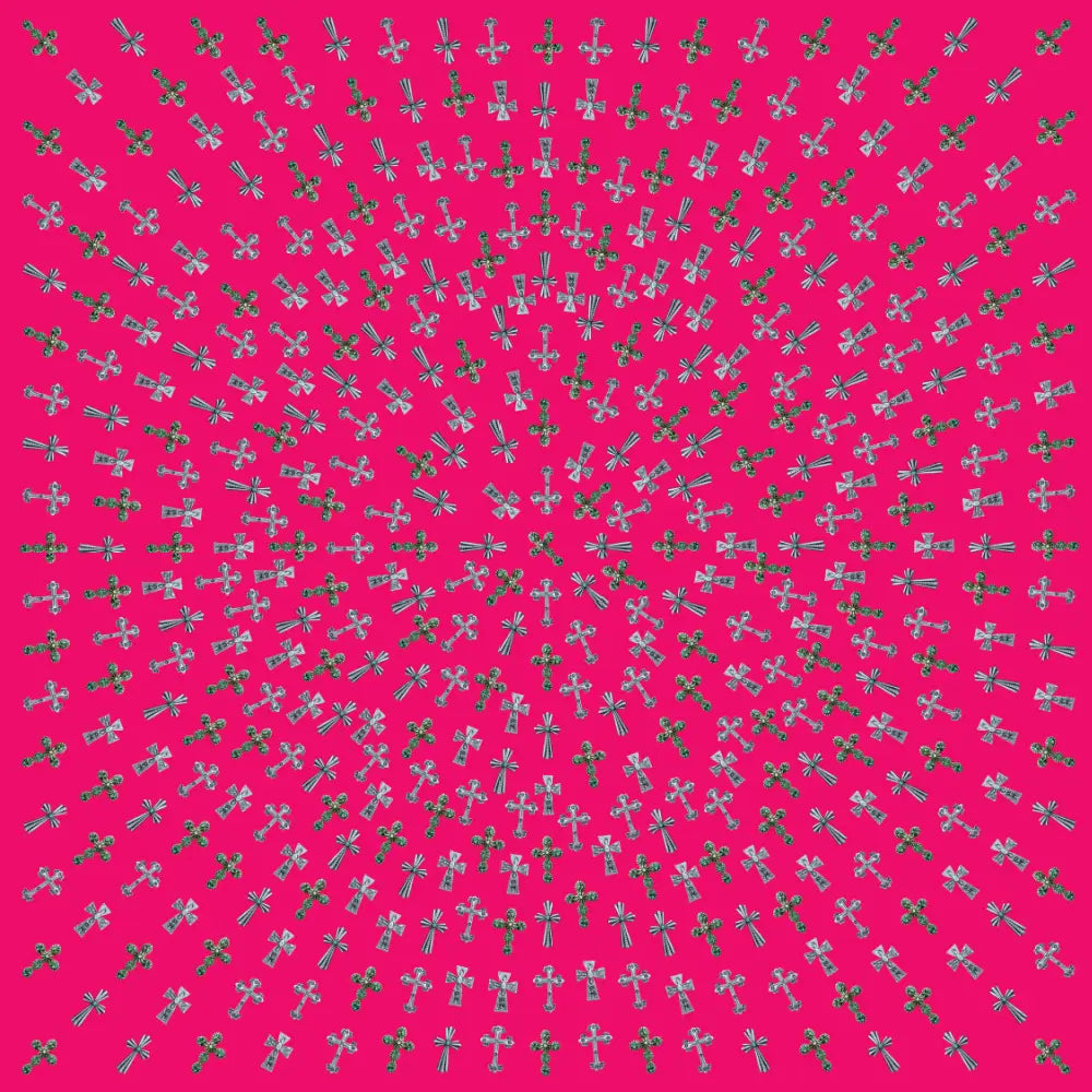 Crosses on Hot Pink Wild Rag Silk Scarf