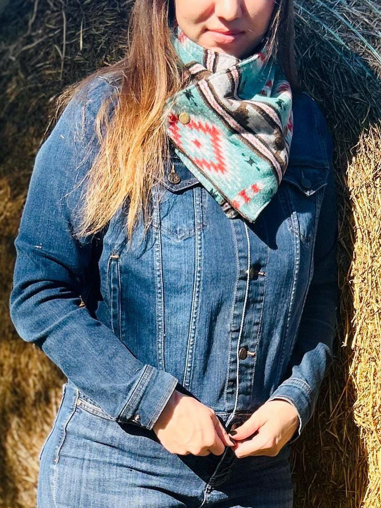 Blue Western Aztec Warm Neck Hood