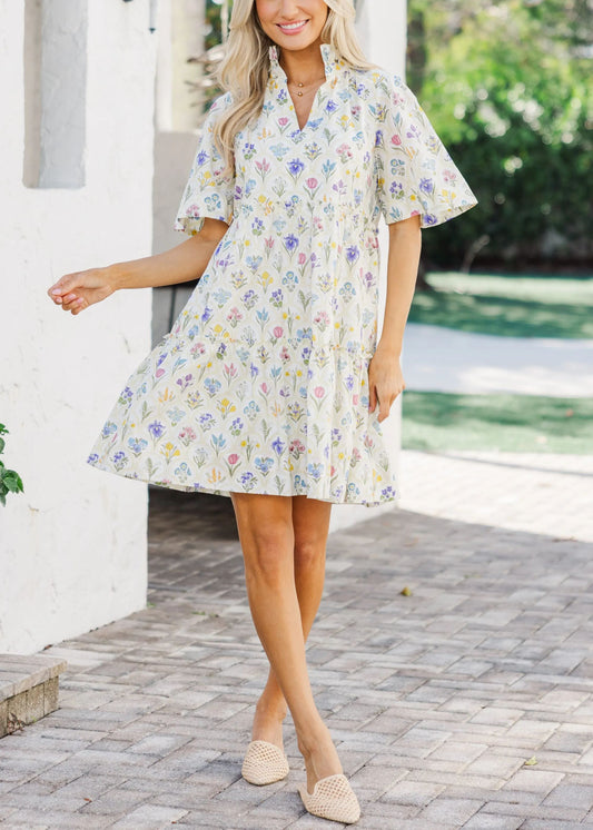 Feeling Your Best Cream Medallion Dress