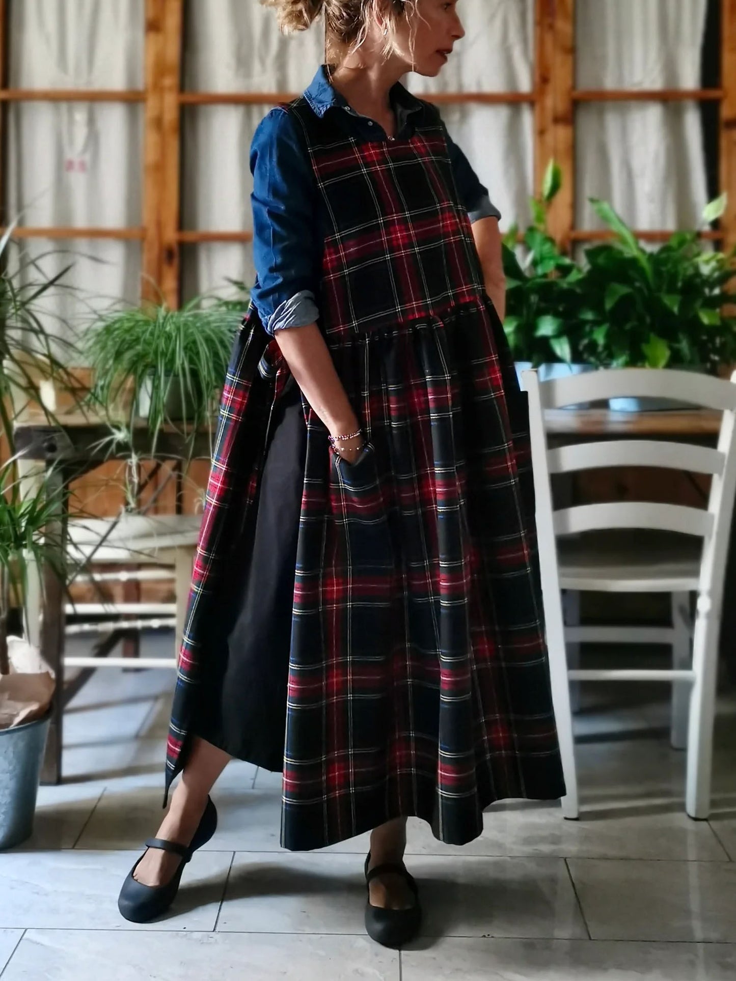 Black Red and Green Tartan Dress Apron