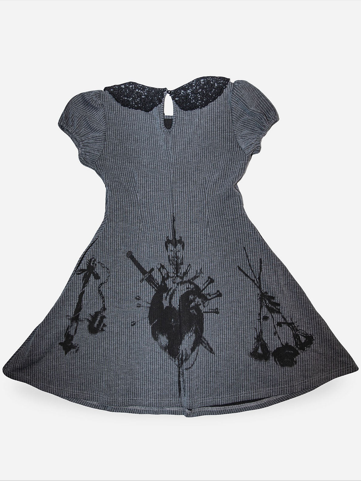 Gothic Medieval Weapon Print Ribbed Mini Dress