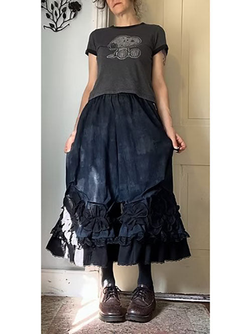 Midnight/Black Ruffly Petal Flower Bloomers Pants