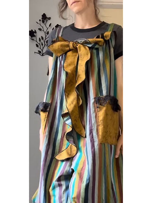 Stripe Fluffy Bowtie Babydoll Overalls Jumpsuit