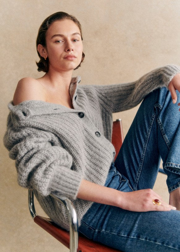 Loose Solid Color Long Sleeve Cardigan Sweater