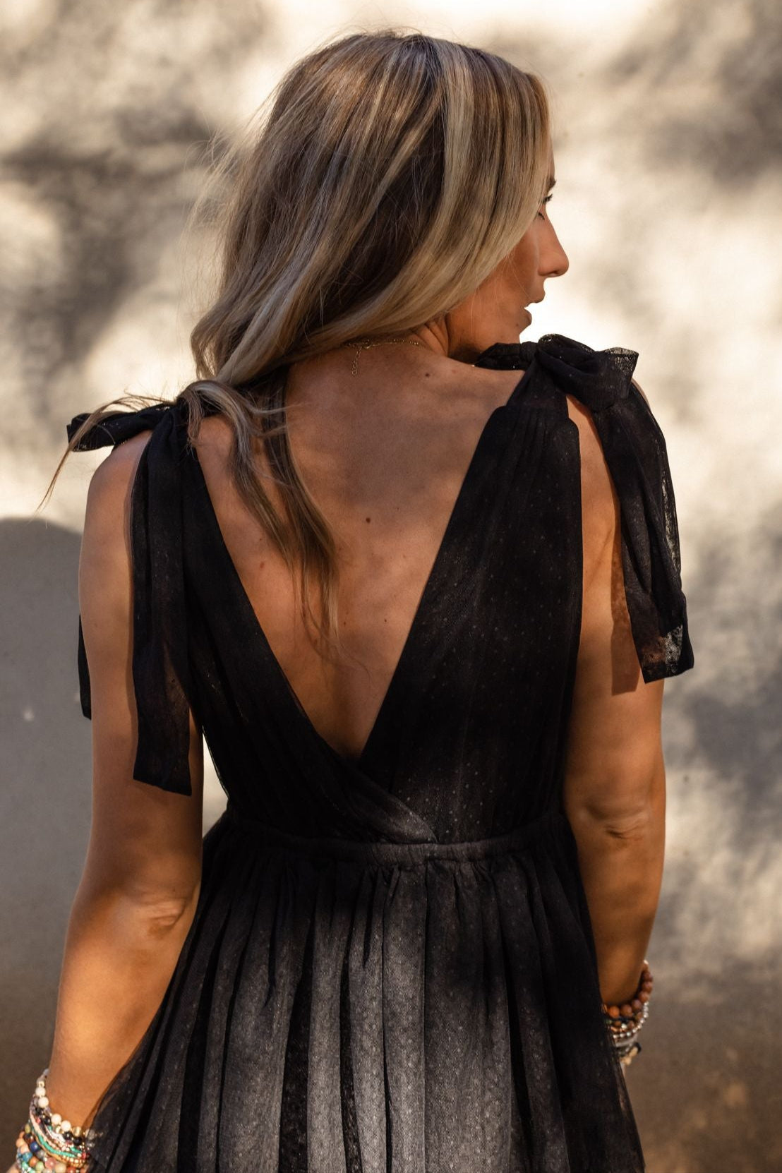 Boho Ballerina Tiered Tulle Dress - Black