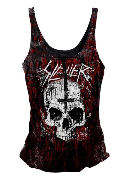 Famous band print base suspender top