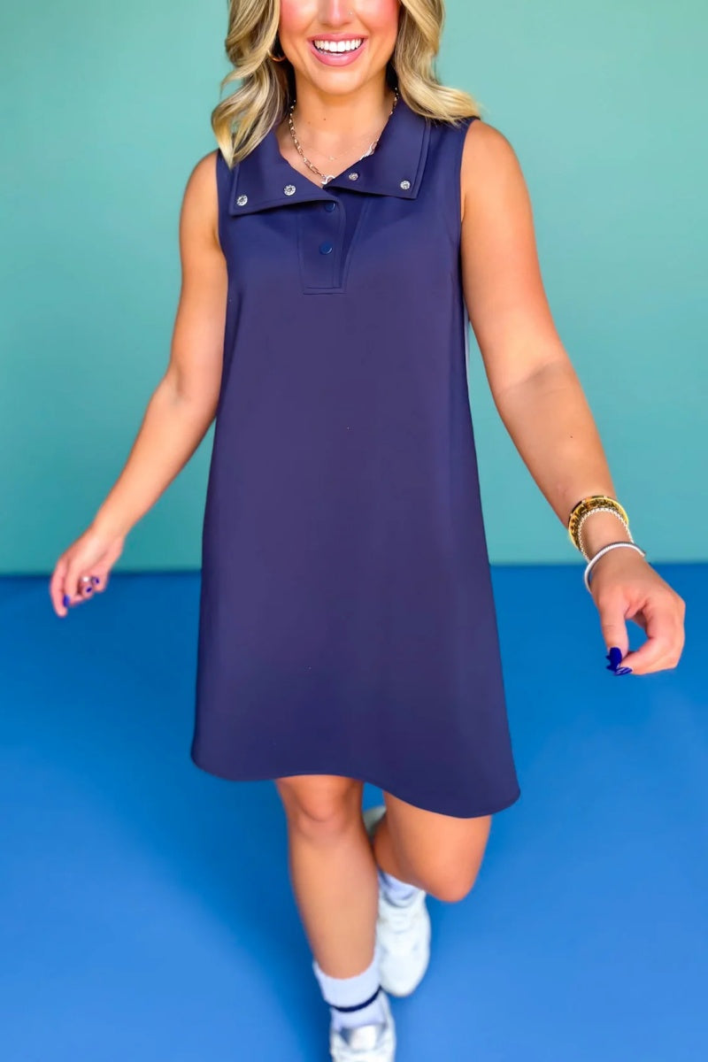 Berkley Scuba Collared Sleeveless Inset Dress