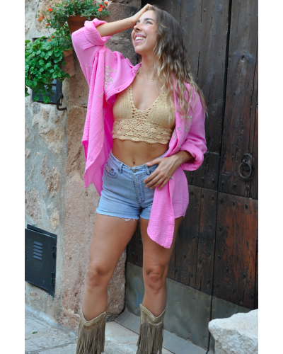 Bohemian oversized long sleeves shirt