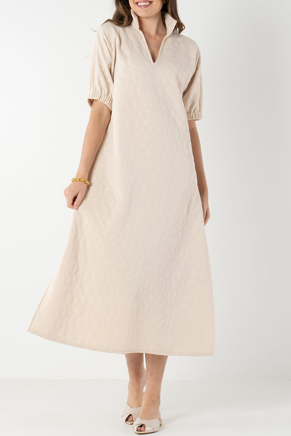 Quilted Jacquard Maxi Dress