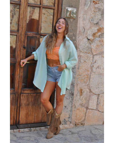 Bohemian oversized long sleeves shirt