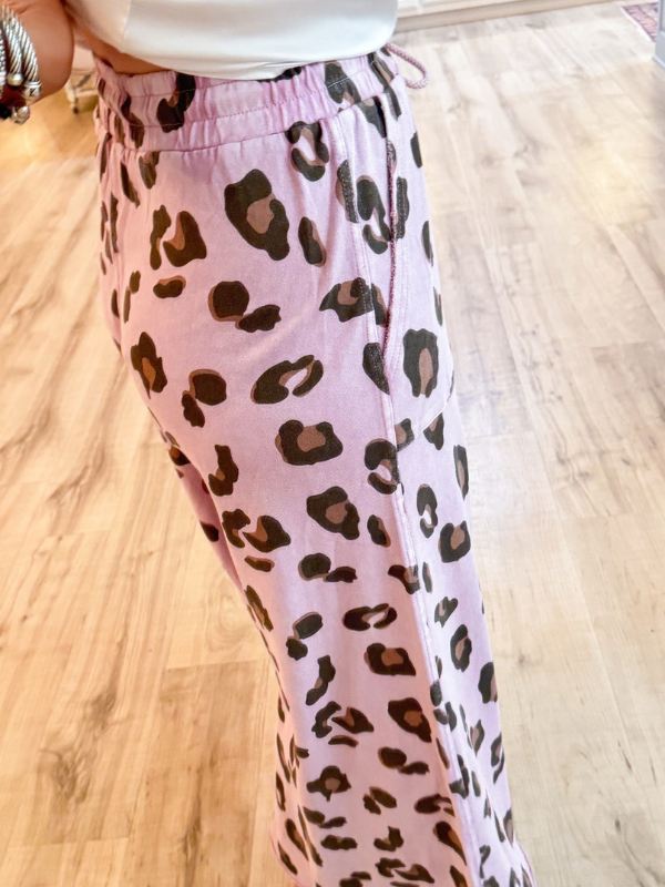 Cheetah Print Mineral Washed Wide Leg Pants