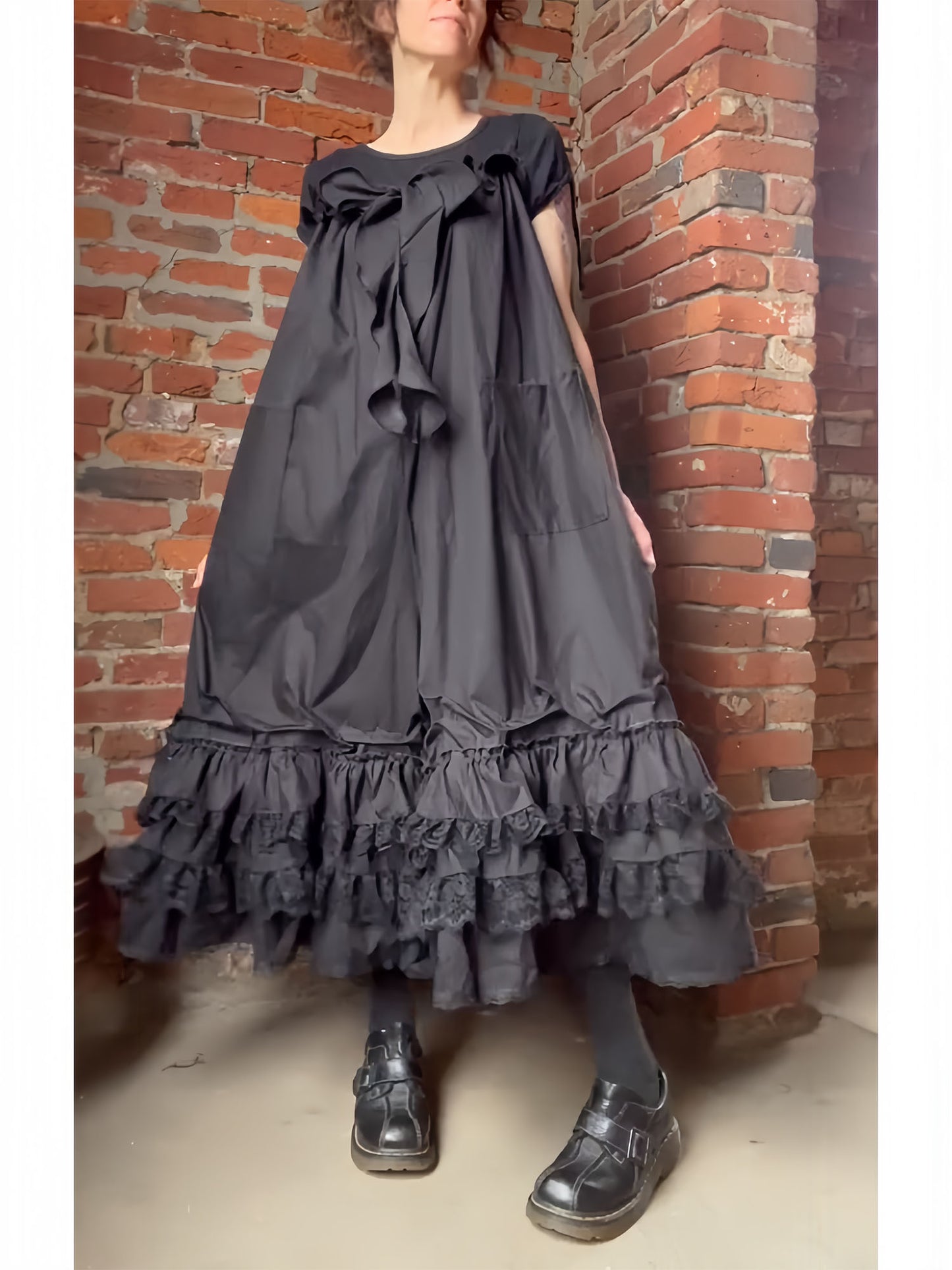 Vintage Black Ruffle Babydoll Overalls Jumpsuit