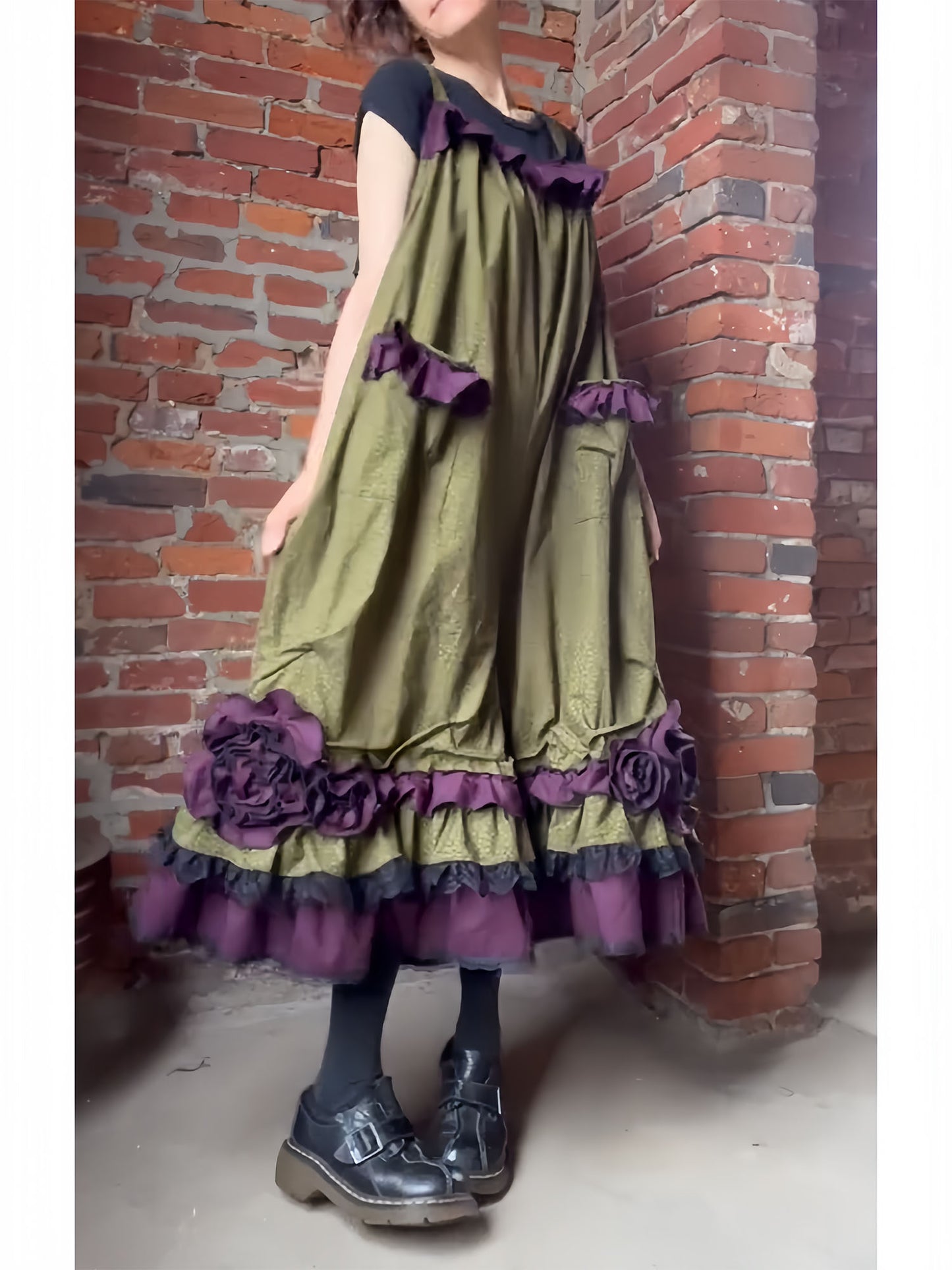 Vintage Ruffle Babydoll Overalls Jumpsuit