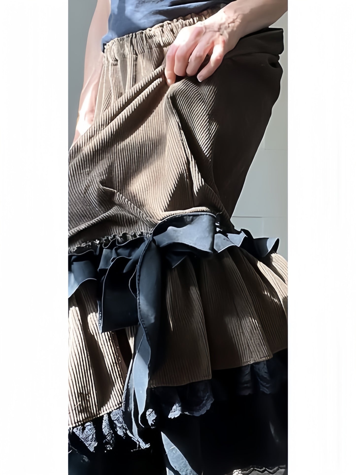 Corduroy Wide Ruffle Bowtie Bloomers Pants