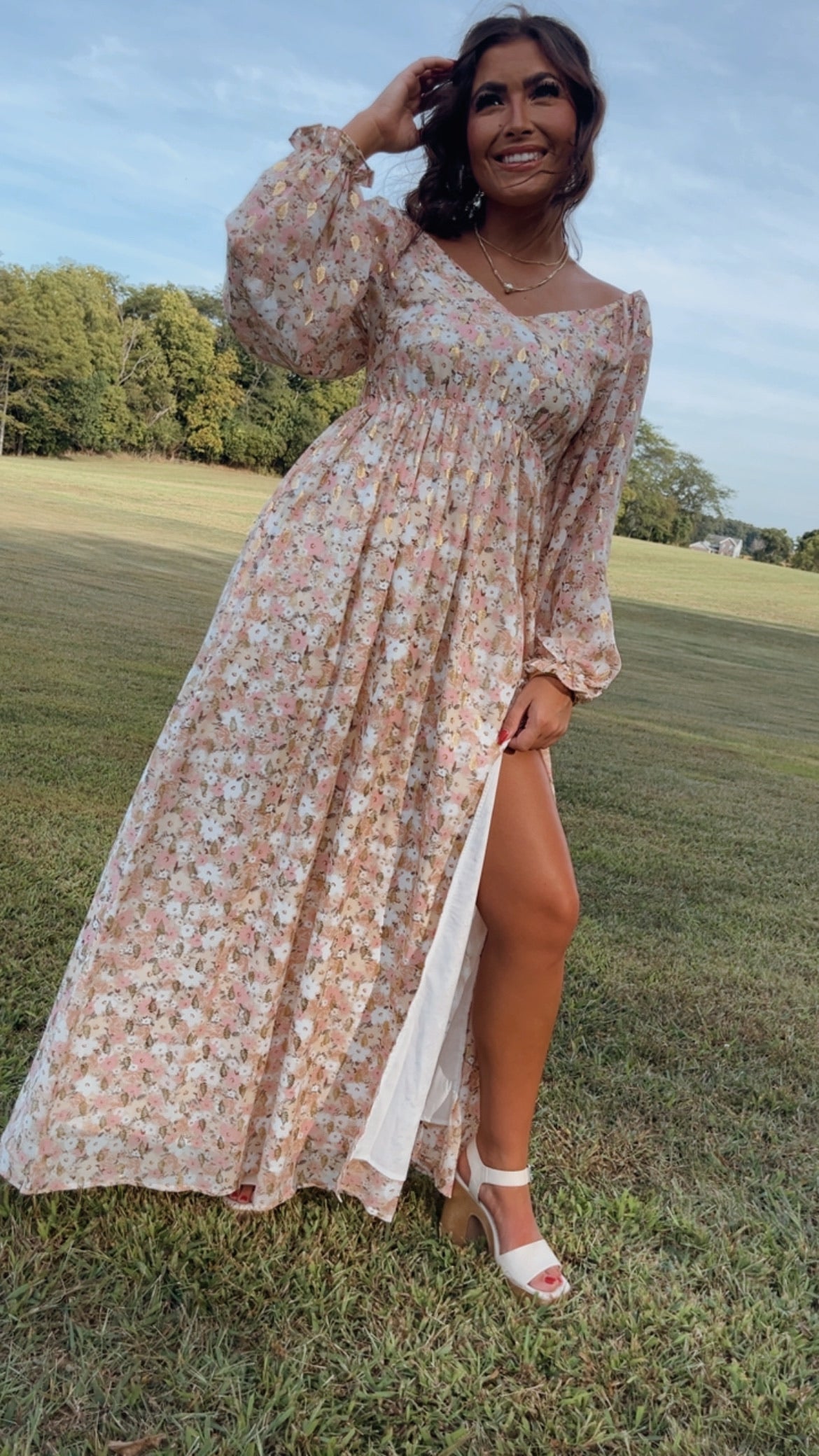 Timeless Romantic Chiffon Maxi Dress, Pink Floral