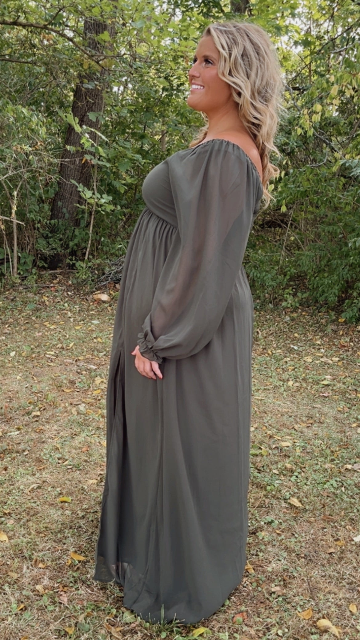 Timeless Romantic Chiffon Maxi Dress, Olive