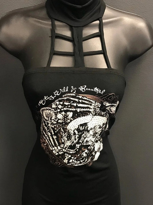 Punk sleeveless casual off-shoulder sexy top