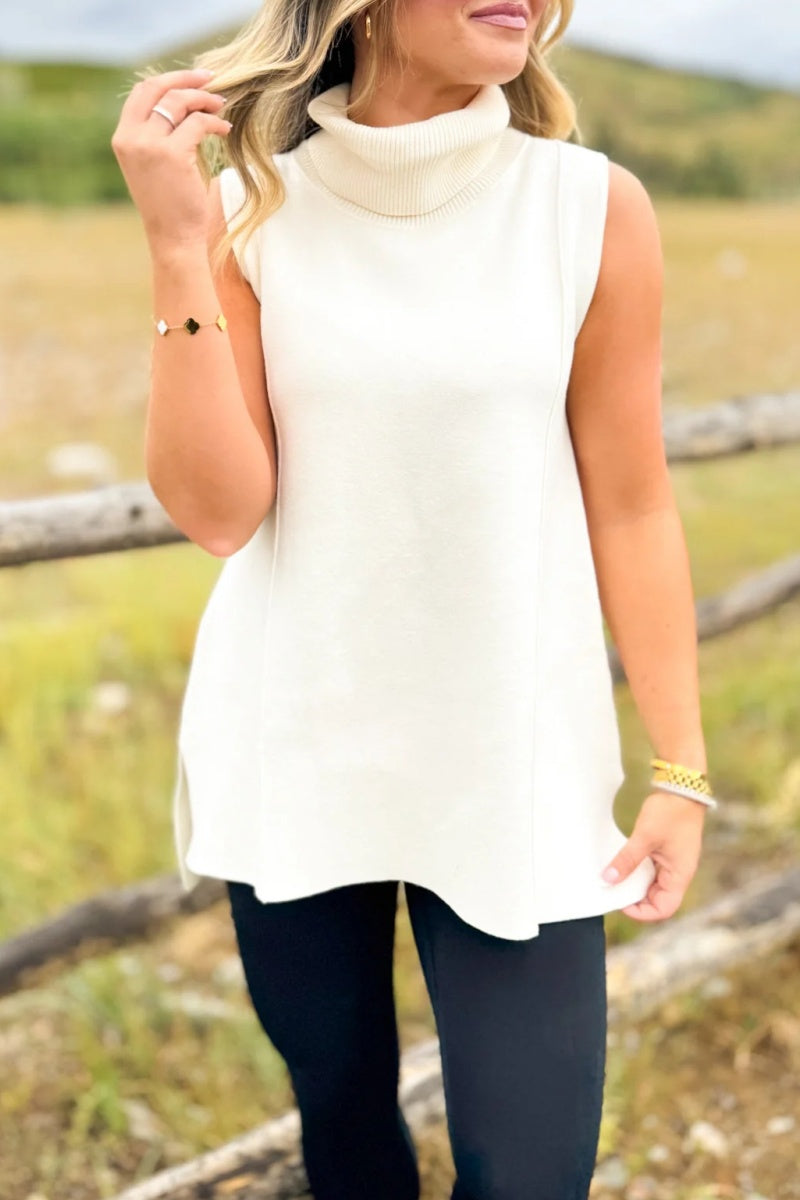 Lynn Sleeveless Mock Neck Sweater