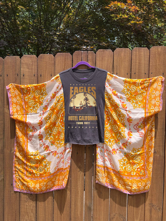 EAGLES Retro Print Mixed T-Shirt