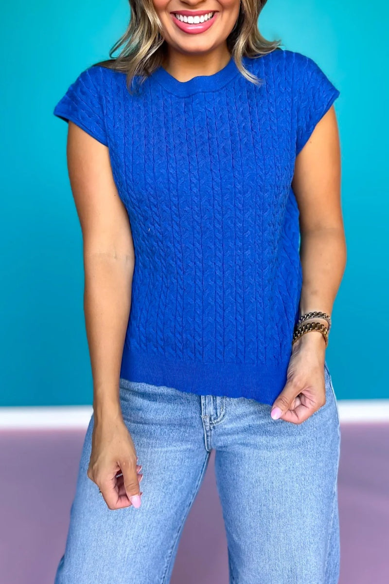 Colby Cable Knit Short Sleeve Sweater