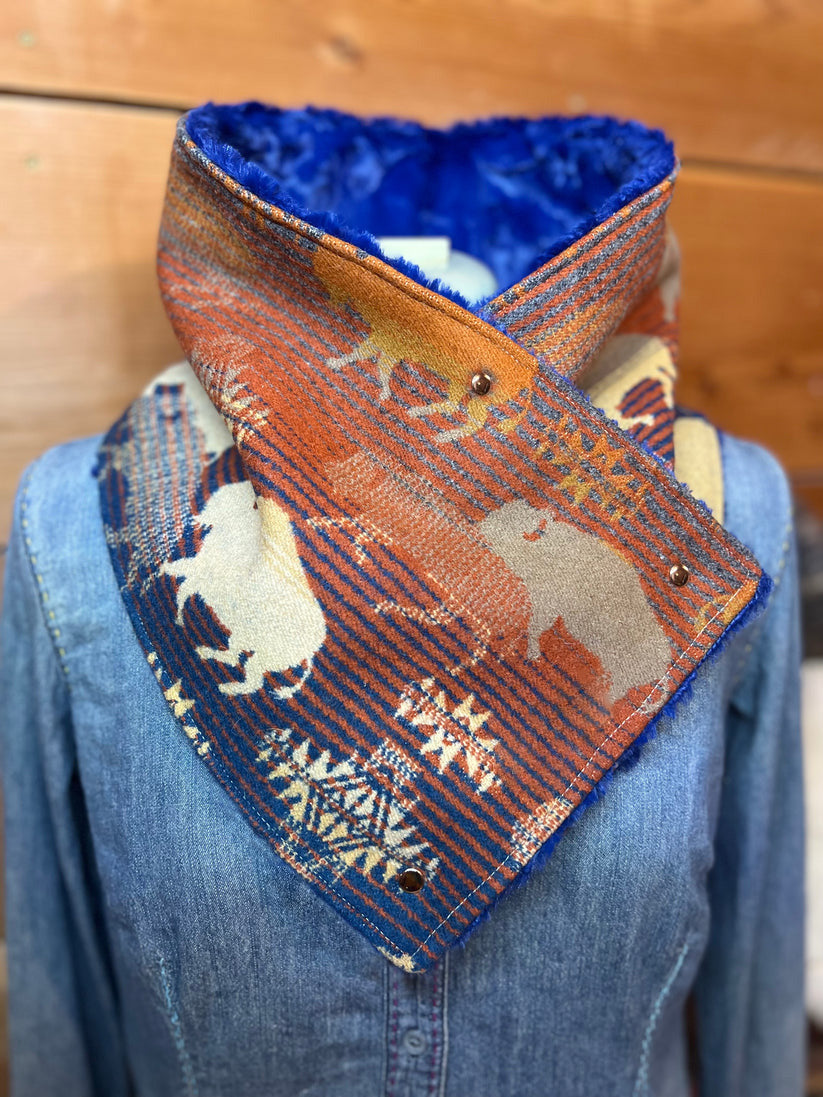 Western cowboy print Sherpa Warm Neck Hood