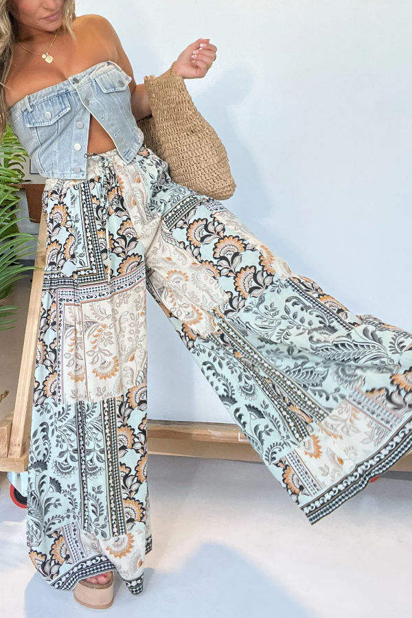Free Spirit Boho Pants Mint Multi