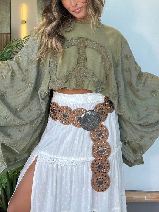 Peace Within Kimono Sleeve Tee Green
