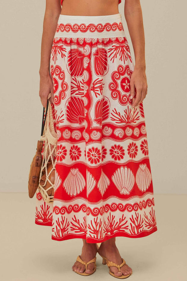Women's Ocean Print Casual Skirt