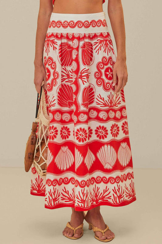 Women's Ocean Print Casual Skirt