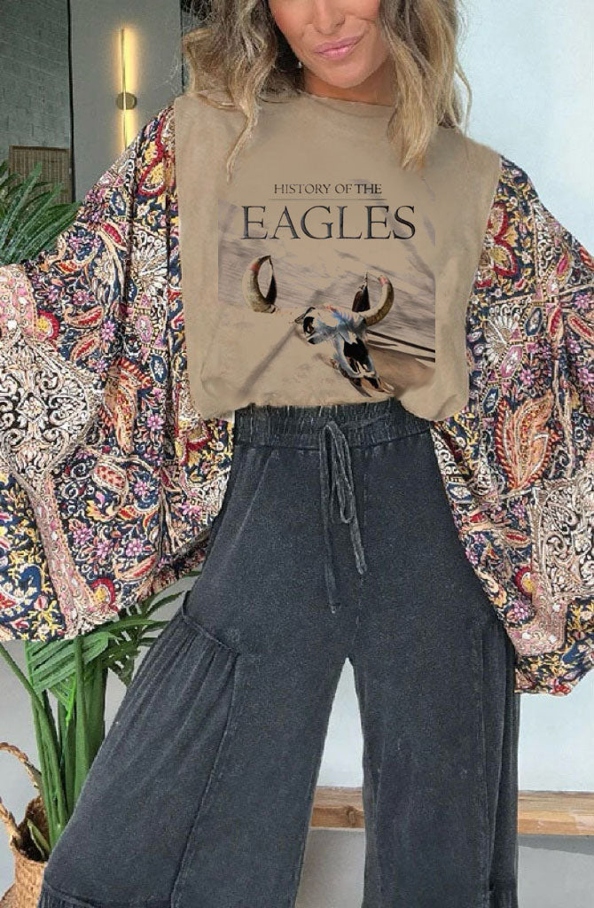 Retro Print Mixed T-Shirt
