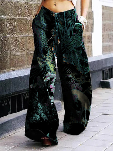 Punk skull casual loose wide-leg pants